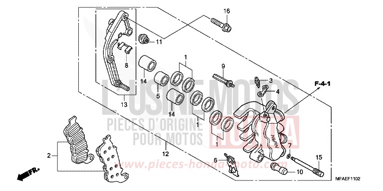 MACHOIRE DE FREIN AVANT G. (CBF1000A/T/S) de CBF1000 ABS PEARL NIGHTSTAR BLACK (NHA84) de 2010